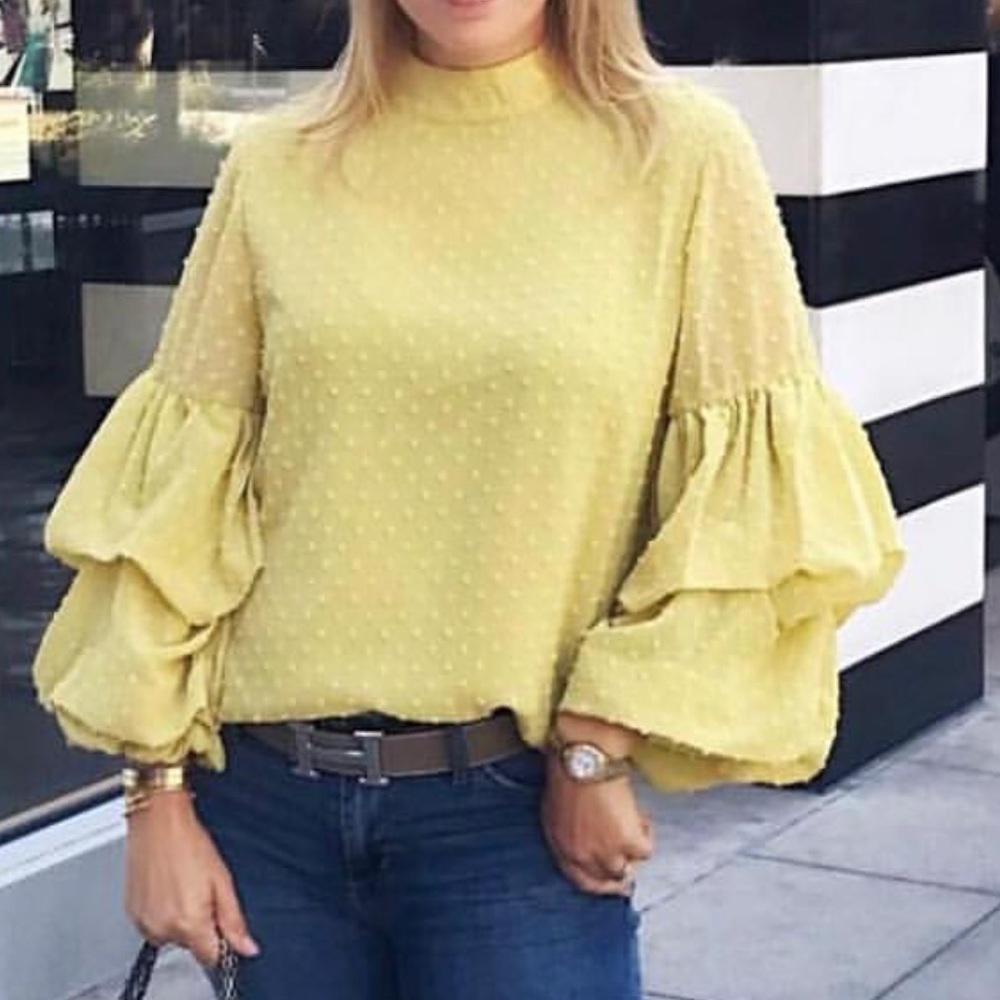Mustard Bell Sleeve Blouse